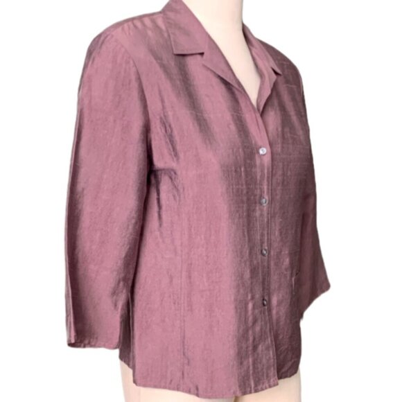 J. Jill Silk Button Front/Peplum Back Jacket Top Sz 6P Mauve 98E - Picture 2 of 7